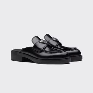 PRADA - Brushed Leather Mules black European size 39 US 8